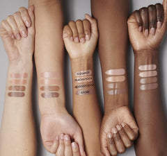 MAC Ximal swatch on skin demonstrating Fleshpot warm beige tone and flattering effect