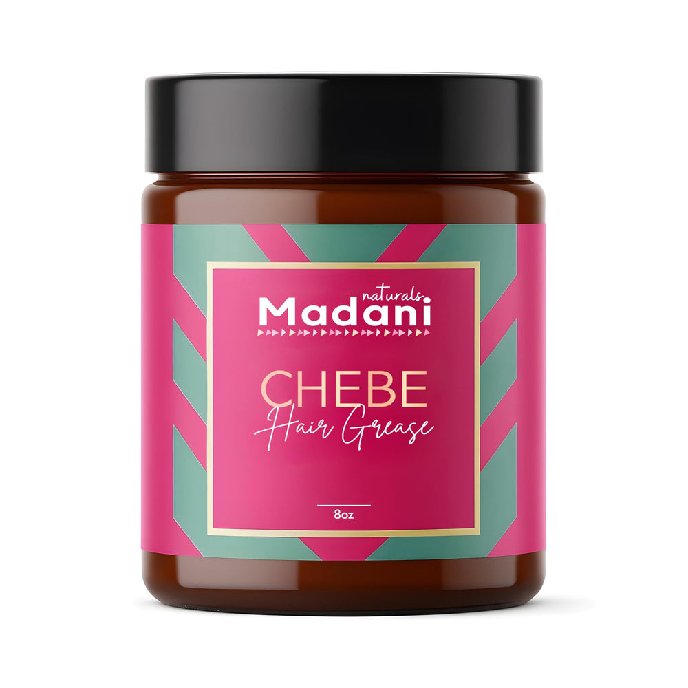 Madani Naturals jar front view showing product branding and natural grease benefits