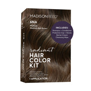 Madison Reed box front showing 6NA medium ash brown shade benefits