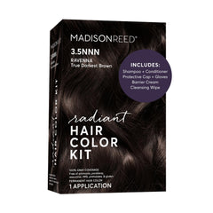 Madison Reed front packaging showing 3.5NNN darkest brown-black and benefits