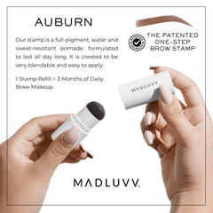 MADLUVV cap and sponge detail highlighting twist-to-load design for easy pigment release
