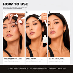 MADLUVV Seal Me before and after brows showing smudge-free, defined effect