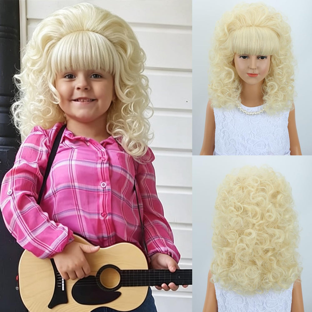 MAGQOO front view blonde beehive wig showing retro volume and easy wear