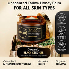 MAJU close-up texture of unwhipped tallow balm demonstrating concentrated richness