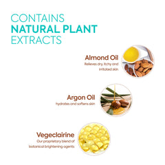 Makari botanical ingredients flatlay highlighting plant-based brightening blend benefit