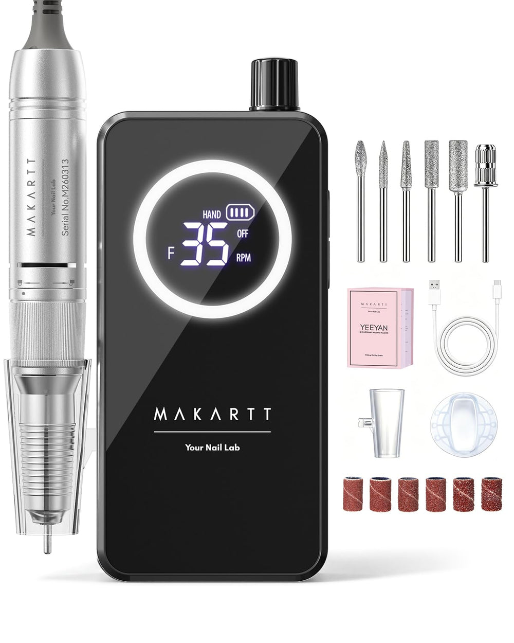 Makartt front view showing compact black body and ergonomic form, easy handling benefit
