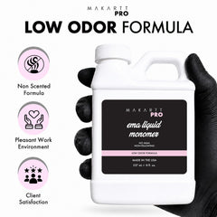 MakarttPro monomer in salon use showing comfortable low-odor application benefit