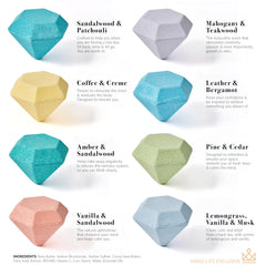 MAKE LIFE EXCLUSIVE close-up of diamond-shaped bath bomb texture highlighting premium finish