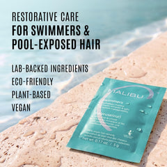 Malibu C single-use packet opened in hand demonstrating easy mixing and dosing benefit