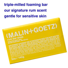 MALIN+GOETZ close-up of triple-milled texture highlighting dense bar and long-lasting performance