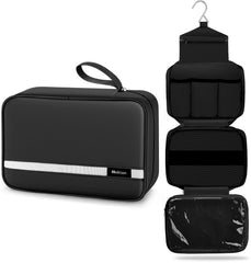 Maliton front view of toiletry bag showing slim silhouette and carry handle benefit