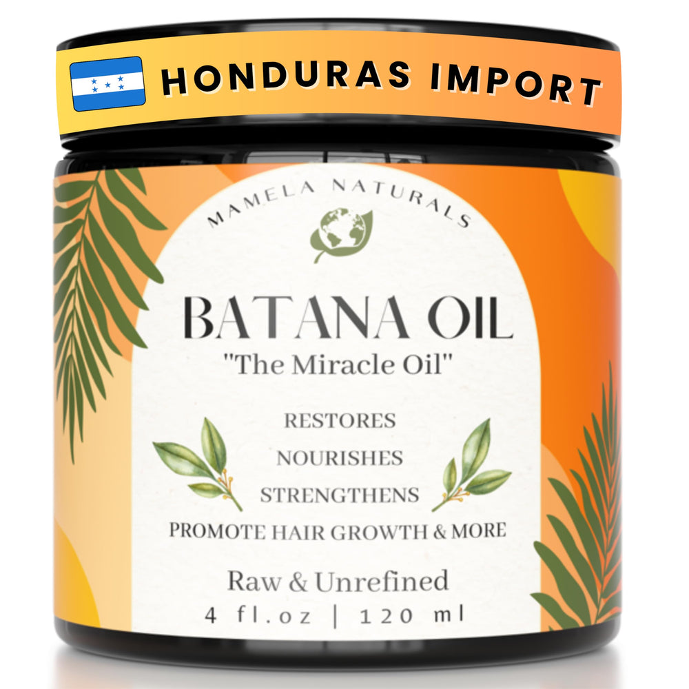 Mamela Naturals jar front view showing pure batana oil benefits