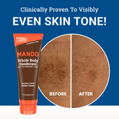 Mando being applied underarm showcasing protection and skin-friendly benefit