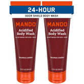 Mando bottle front with Bourbon scent and clear benefit of odor control