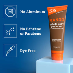 Mando close-up of cream consistency demonstrating concentrated odor control