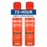 Mando front packaging showing two canisters and woodsy scent benefit