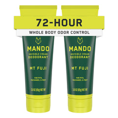 Mando front packaging showing Mt Fuji scent and twin 3 oz tubes, compact convenience