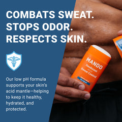 Mando Pro Sport close-up of stick texture highlighting skin-friendly formula benefit