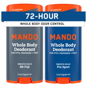 mando solid stick front packaging showing label and two-pack convenience
