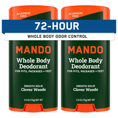 Mando Woods front packaging showing two solid sticks for long-lasting odor control
