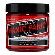 Manic Panic Pillarbox Red front packaging showing brand and bold red benefits