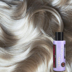 MANIC PANIC cream texture close-up displays smooth blue-tinted formula and conditioning benefit