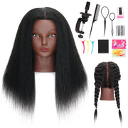 MannequeenHead front view showing 16-inch human hair for realistic practice