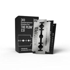 MANSCAPED front pack showing 30 blades and quick identification for convenience