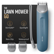 MANSCAPED Lawn Mower Go front view showing compact trimmer and portability benefit