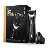 MANSCAPED front view of trimmer showing sleek profile and control buttons, improved grip