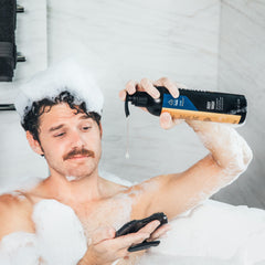 MANSCAPED pump dispensed gel close-up highlighting smooth texture and moisturizing benefit
