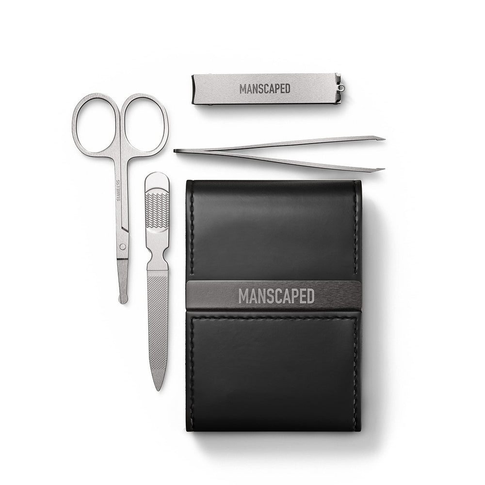 MANSCAPED open case showing four-piece kit and organized storage benefit