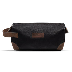 MANSCAPED toiletry bag front view showing sleek PU leather and zipper — keeps gear organized