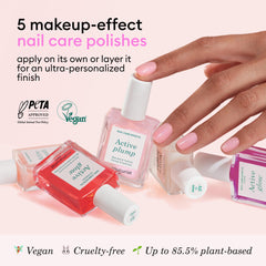 Manucurist five Active bottles arranged flatlay highlighting shade variety and quick results