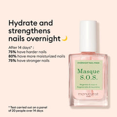 Manucurist brush applying the SOS Nail Mask to a nail for easy overnight use