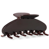 MAORULU front view of chocolate claw clip showing sleek shape and secure hold