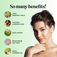 Maple Holistics amla oil drops on hair strand adding visible shine