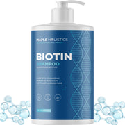 Maple Holistics front bottle showing rosemary biotin shampoo, clear branding and size