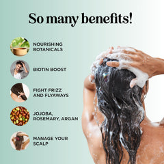 Maple Holistics shampoo bottle close-up of pump and clear ingredient label for easy use