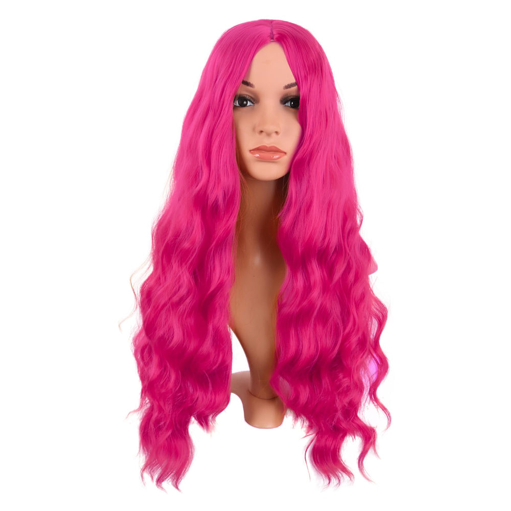 MapofBeauty hot pink middle-part wig front view showing vibrant color and curls