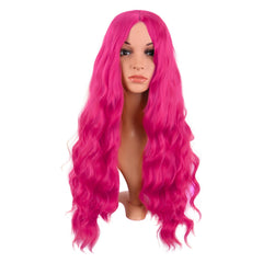 MapofBeauty hot pink middle-part wig front view showing vibrant color and curls
