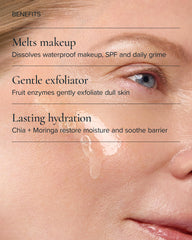 Close-up oil droplet texture of MARA cleanser showing smooth glide