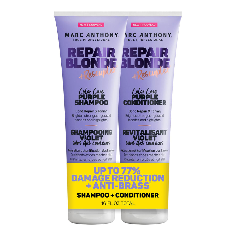 Marc Anthony front packaging of Repair Blonde set showing product benefits