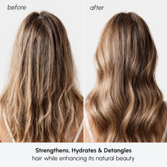 MAREE hands applying leave-in to damp hair for easier styling