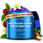 MAREE jar front view showing purple mask and clear branding, revitalizes blonde tones
