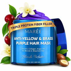 MAREE jar front view showing purple mask and clear branding, revitalizes blonde tones