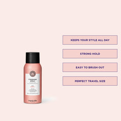 Maria Nila finishing spray nozzle closeup demonstrates precise misting for controlled hold