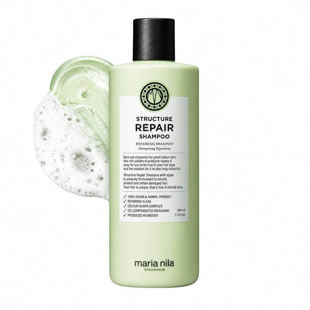 Maria Nila bottle front view showing brand and clean design for salon-quality results