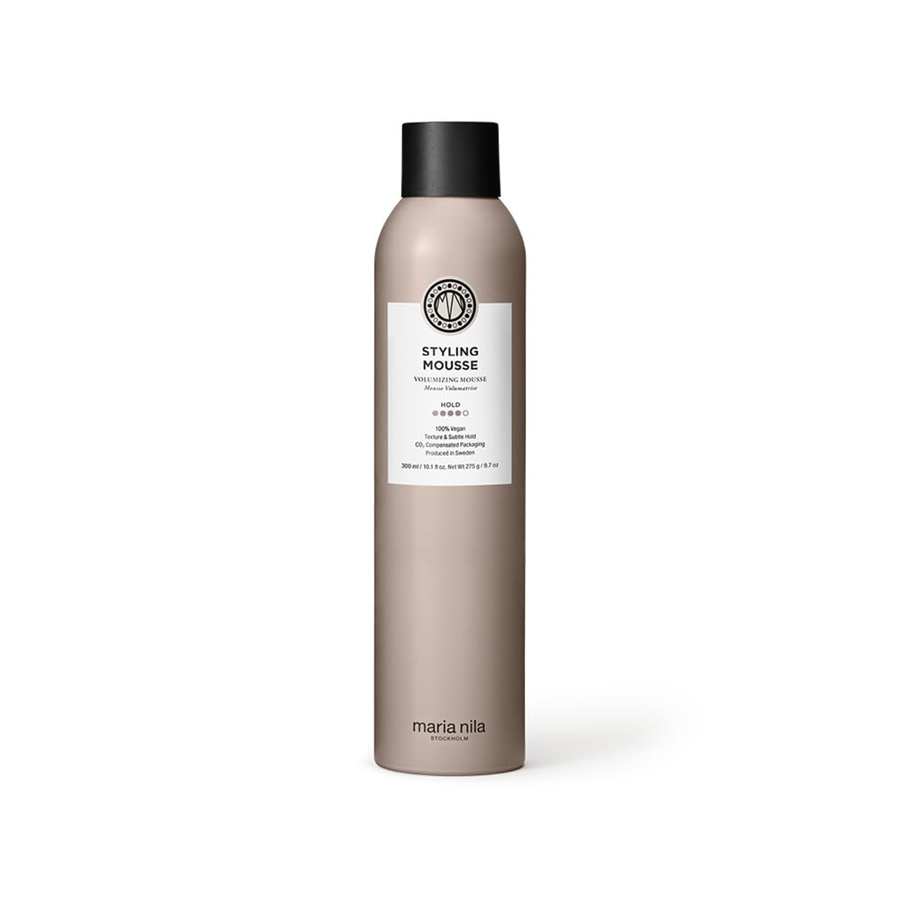 Maria Nila styling mousse front bottle view showing clean branding and benefits