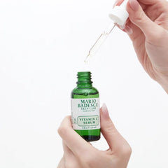 Mario Badescu label close-up displaying ingredients and clear usage instructions benefit